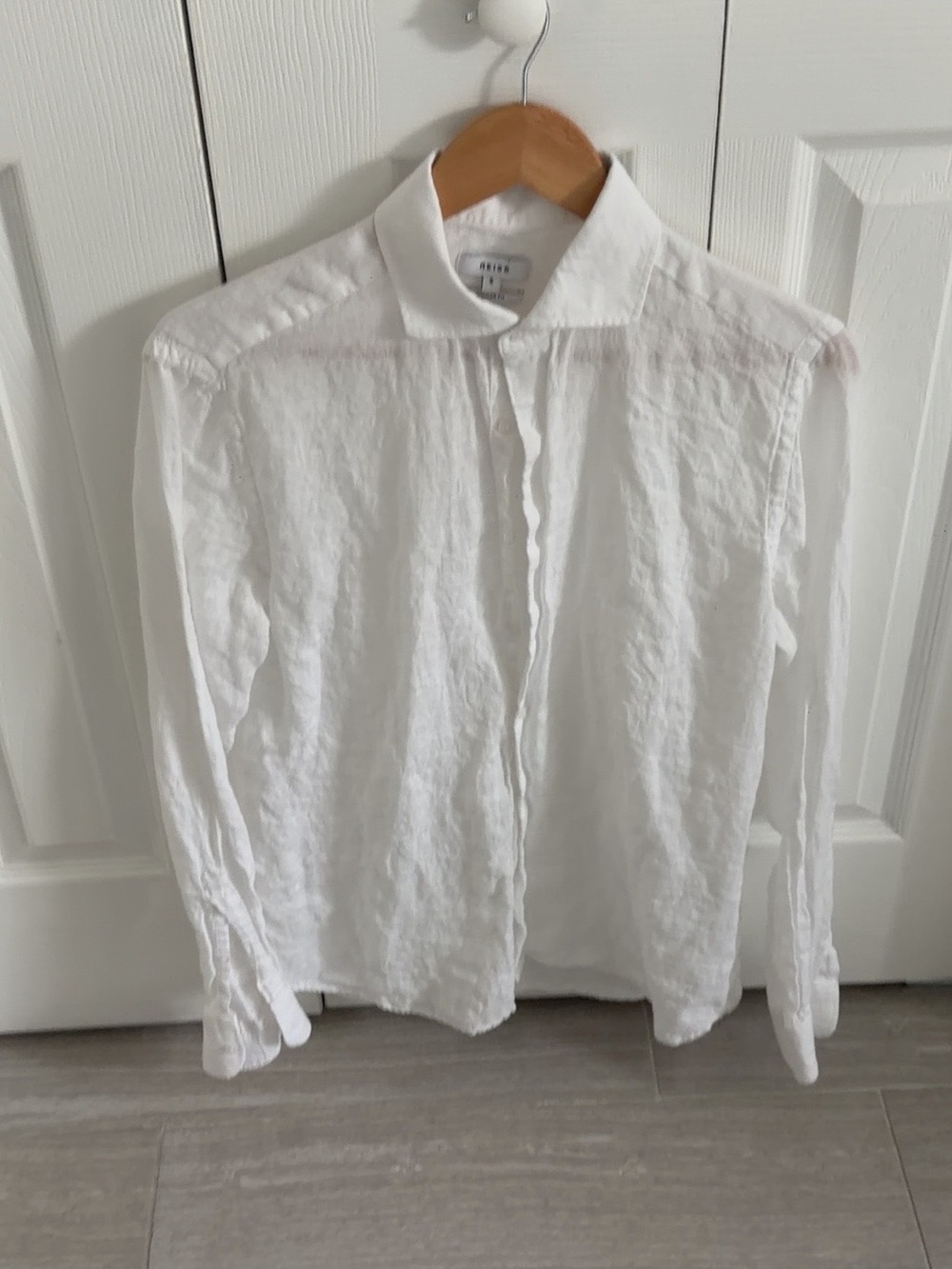 Reiss White Long-Sleeve Linen Shirt